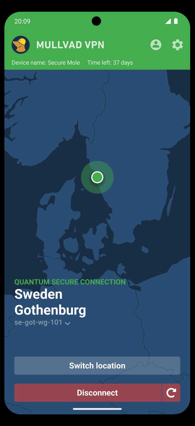 Mullvad VPN App Screenshot