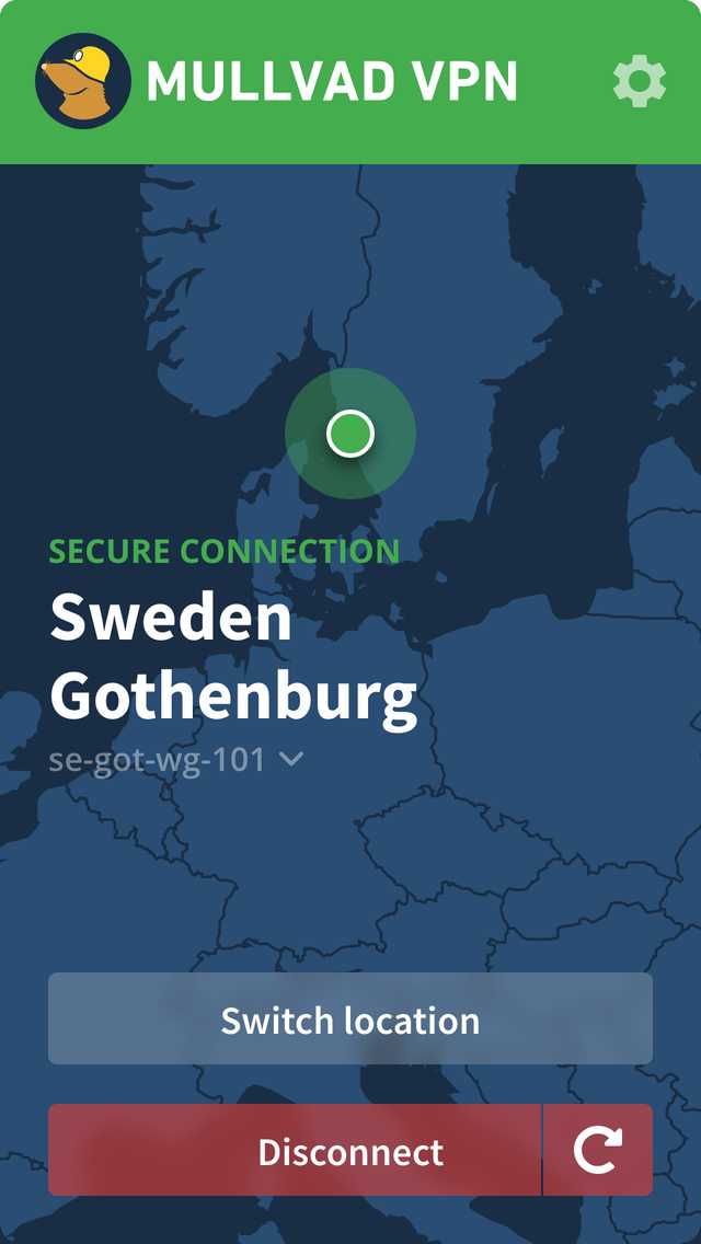 Mullvad VPN App Screenshot