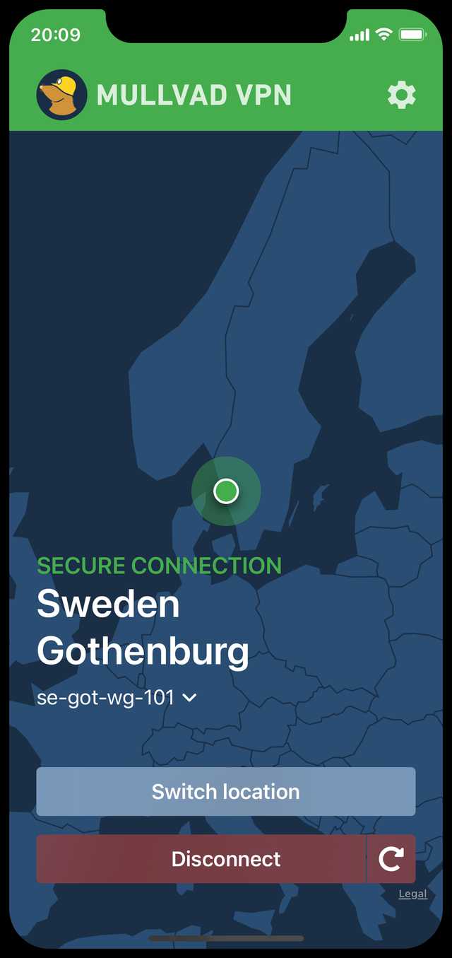 Mullvad VPN App Screenshot